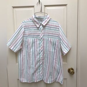 Ladies Short Sleeved Striped Blouse Size: 18